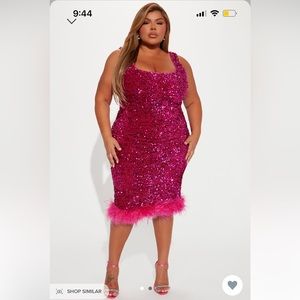 Hot pink sequin dress